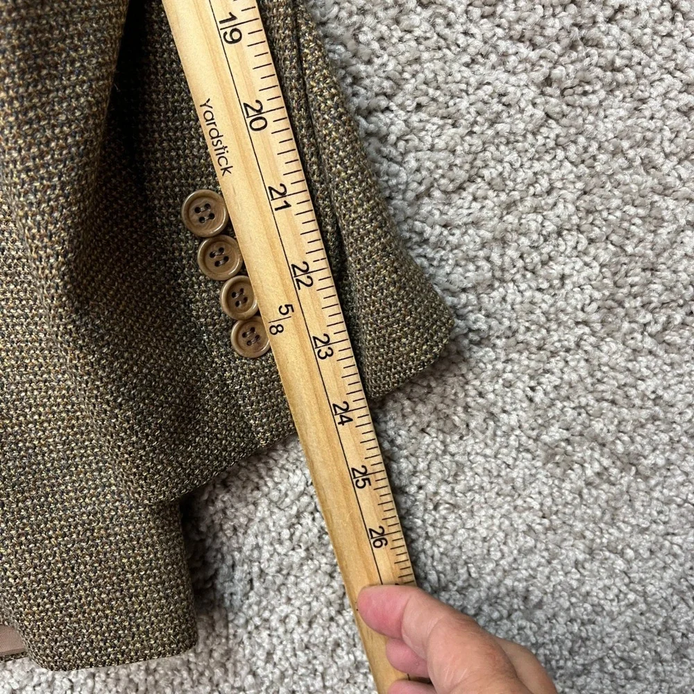 Canali Blazer Mens 48 Brown Flap Pocket Wool Cashmere Houndstooth Sport Coat